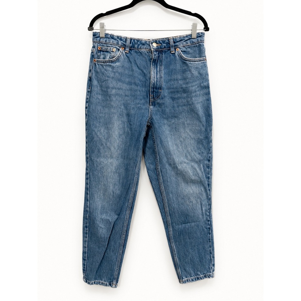 Topshop Mom Jeans Womens Size 8 Blue High Waisted‎ Tapered Denim Retro 90s Style
